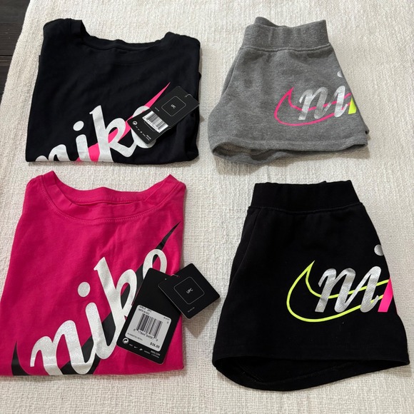 Nike Dresses & Skirts - Nike Girls 2pc Short Sets Bundle Pink Black Grey Sizes 5 & 6 NWT